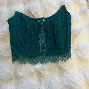 Victoria's Secret Teal Lace Bustier Crop Top dream angels NWT